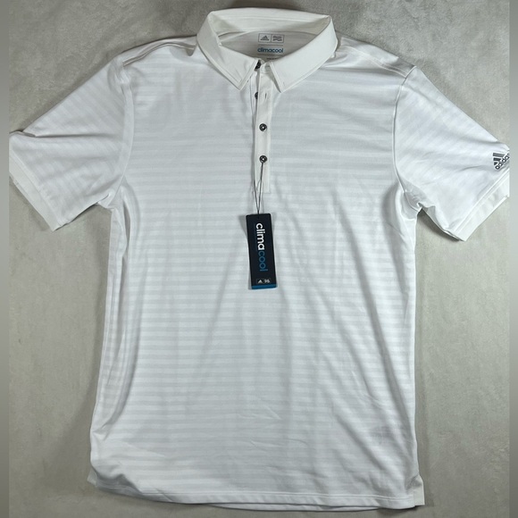 NWT Adidas Men's Medium Classic White Climacool Golf Performance Polo Shirt - Picture 1 of 11